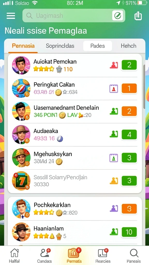 Tampilan grafik yang menawan di layar utama.