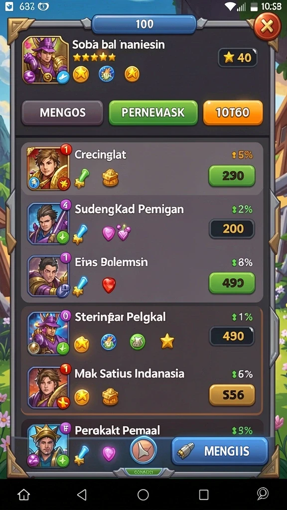 Tampilan menu utama ULAR288 yang menarik dan intuitif.